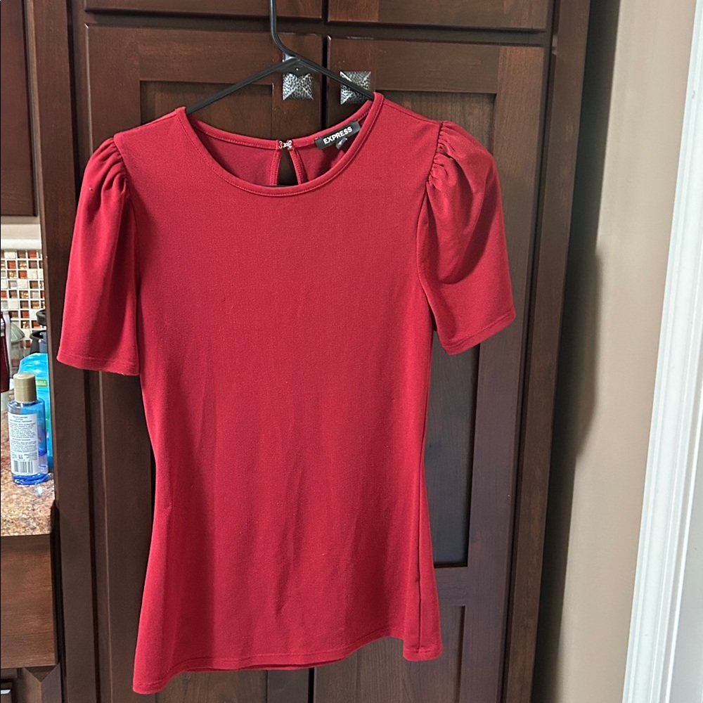 Maroon Puff Sleeve Top